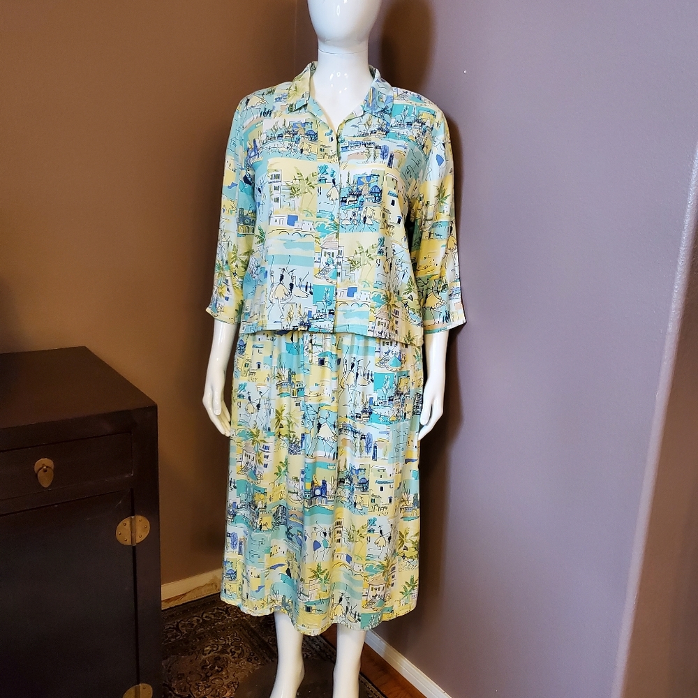 Vtg NAPA VALLEY 2 piece resort dress XL